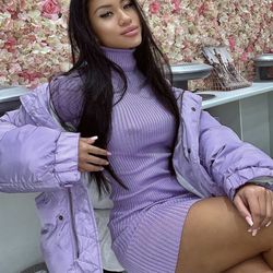 Purple Long Sleeve Dress