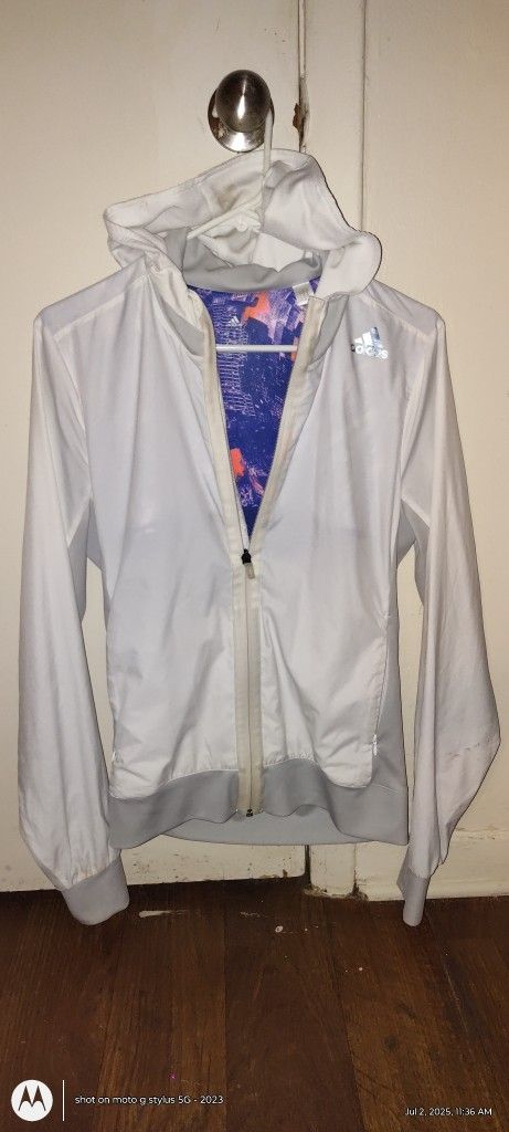 Adidas Women's White And Purple Athletic Jacket Size Medium NWOT