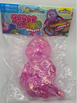 Orb Curiosities Sugar Swaps Glitter Giant Baby Squishy Toy Clear Pink Sparkle