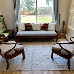 Asian Inspired Hardwood Living Room Set