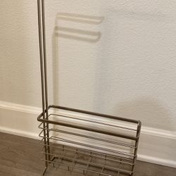 Toilet Paper Holder With Magazine Rack Silver