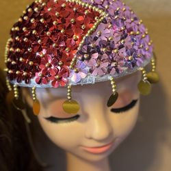 Vintage Hand-Made Sequin Push Pin Embellished Hat