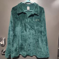 Victoria's Secret Pink Teddy Button Down Sleep/Lounge Shirt Green Sz L