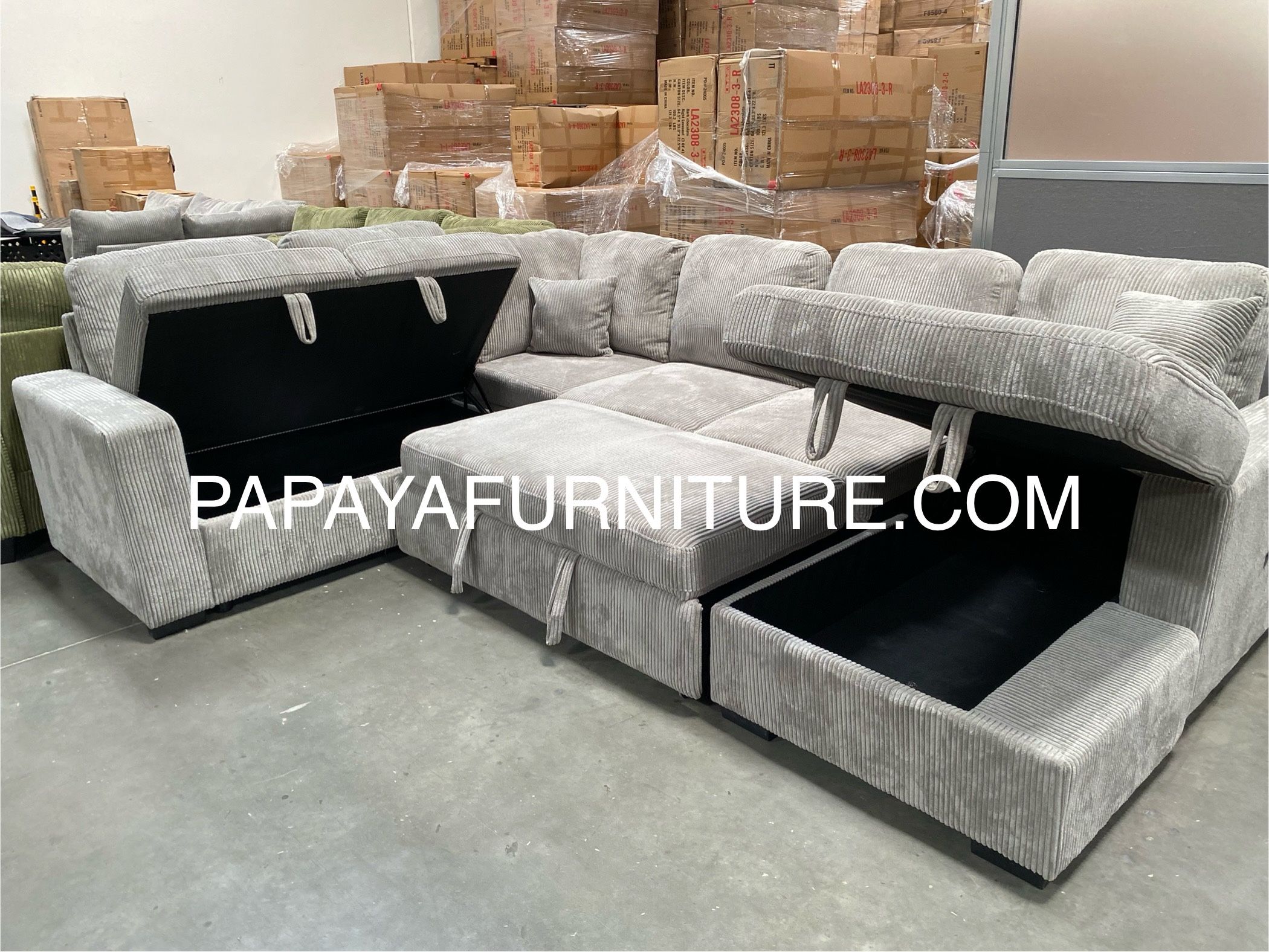 New in box. 120” Large sectional, Sectional Aofa With Pull-out Bed, Sofabed, Sofa Bed, Sectional Couch, Corduroy Sectional,Plush Sectional Large Couch