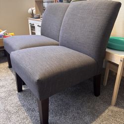 Pair of Gray/Grey Fabric Accent Chair
