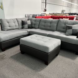 Sectional Sofa Set With Ottoman 