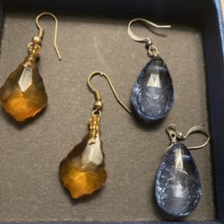 2 Pairs Of Handmade Crystal Earrings 