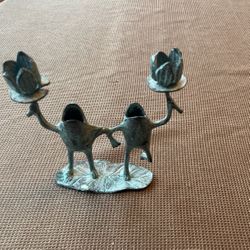 Happy Frog iron candlestick holder