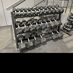 Dumbbell BUNDLE - Dumbbell Pairs 5-50 lb + Dumbbell Rack