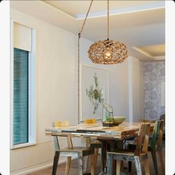 🌿 NEW Breakwater Bay Boho Rattan Pendant Light – New