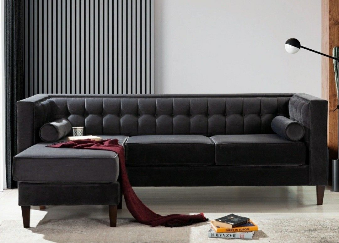 Kelly Charcoal Reversible Sofa Chaise