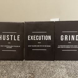Motivational Wall Art Set – Hustle / Execution / Grind (3-Piece)