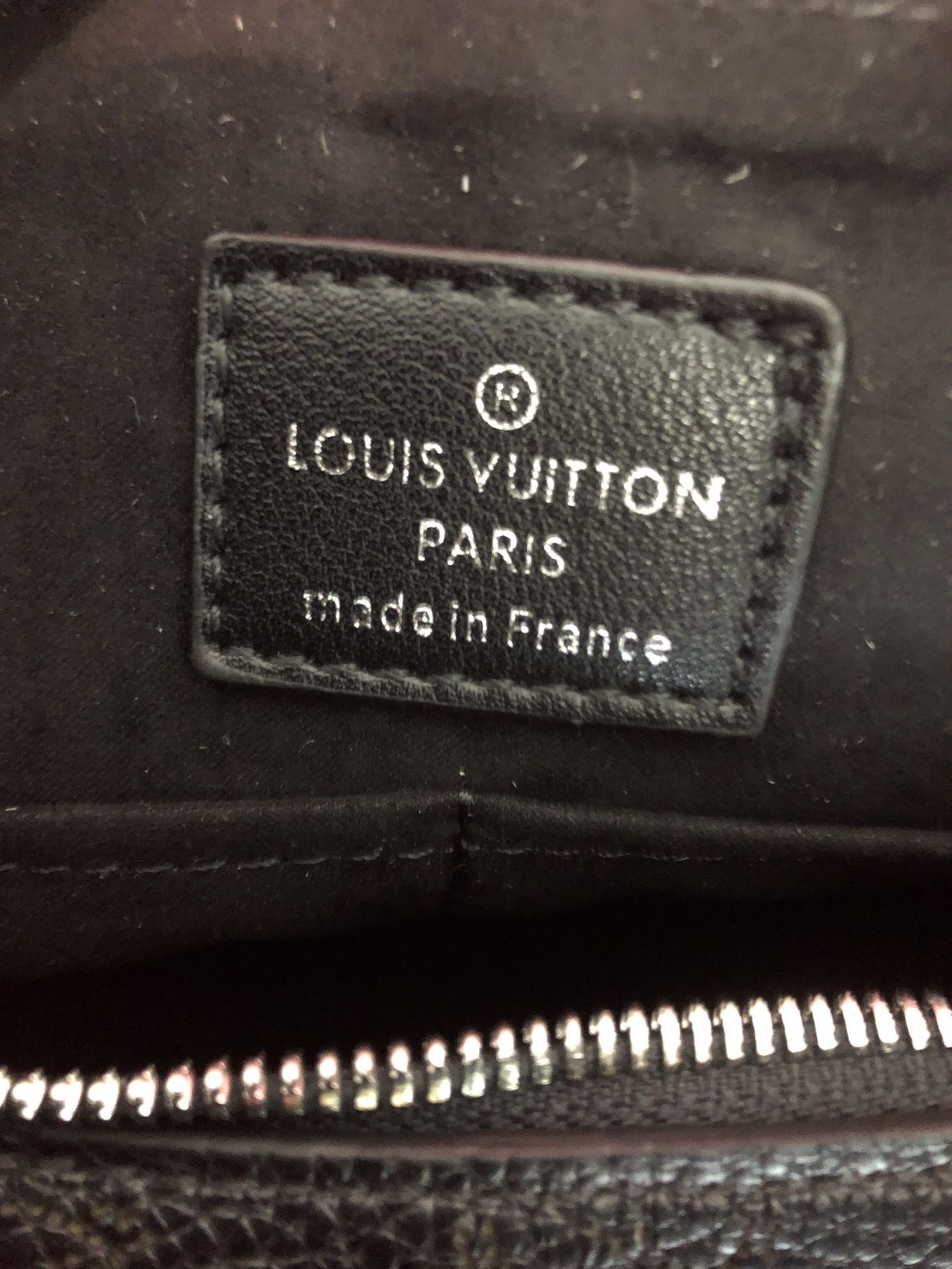Louis Vuitton black leather chain tote bag