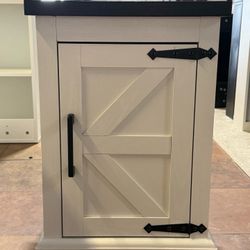 🔥Special Discount🔥Modern Stylish 15.75 Inch Nightstand with Barn Door and Adjustable Storage Shelf (White)  💰50$