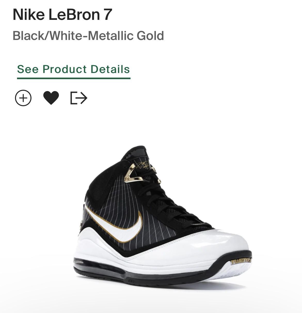 Nike LeBron 7 Black/White-Metallic Gold