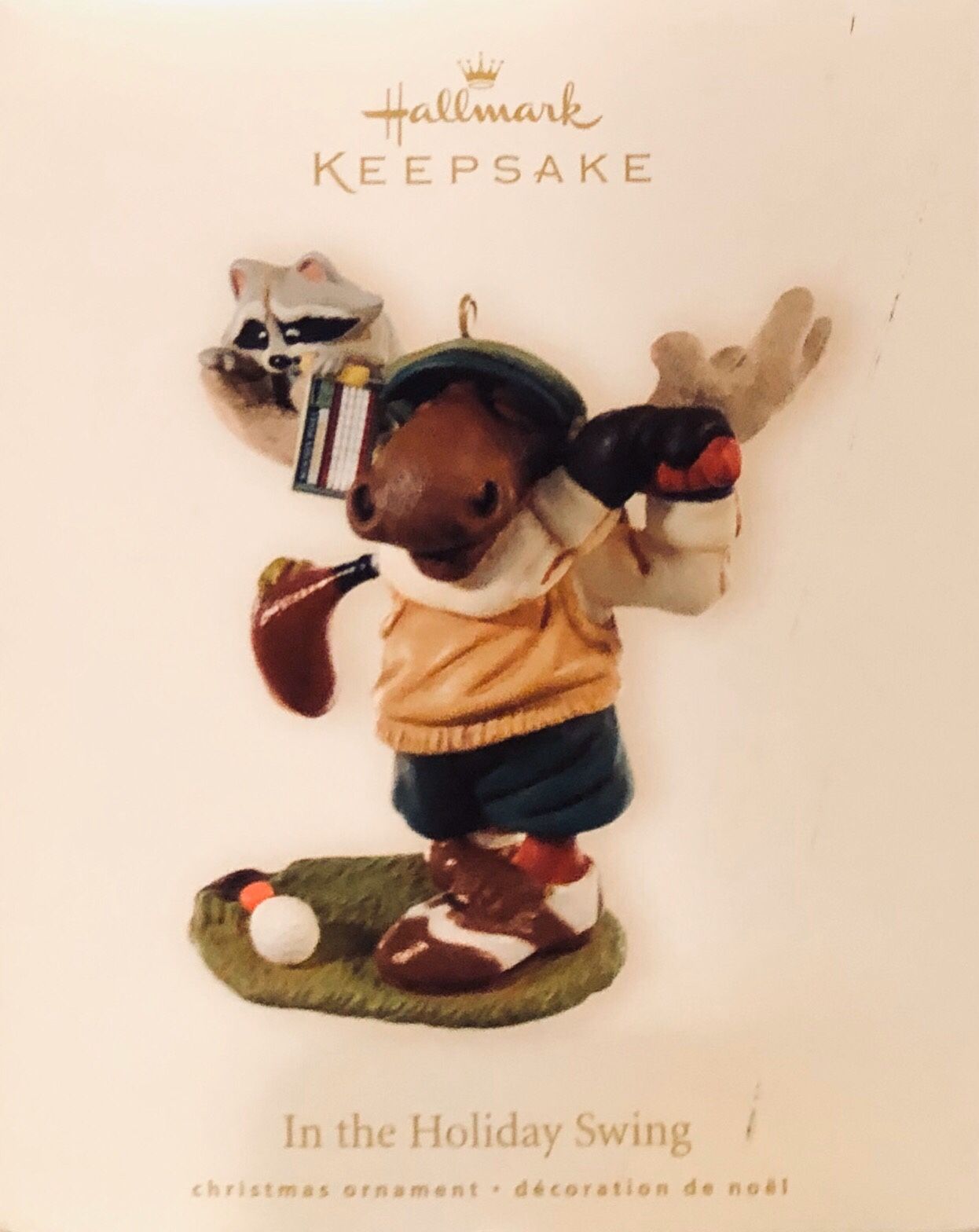 Hallmark Keepsake "In the Holiday Swing" Golf Golfing Moose 2008 (New) + FREE ‘Mulligan’ Ornament