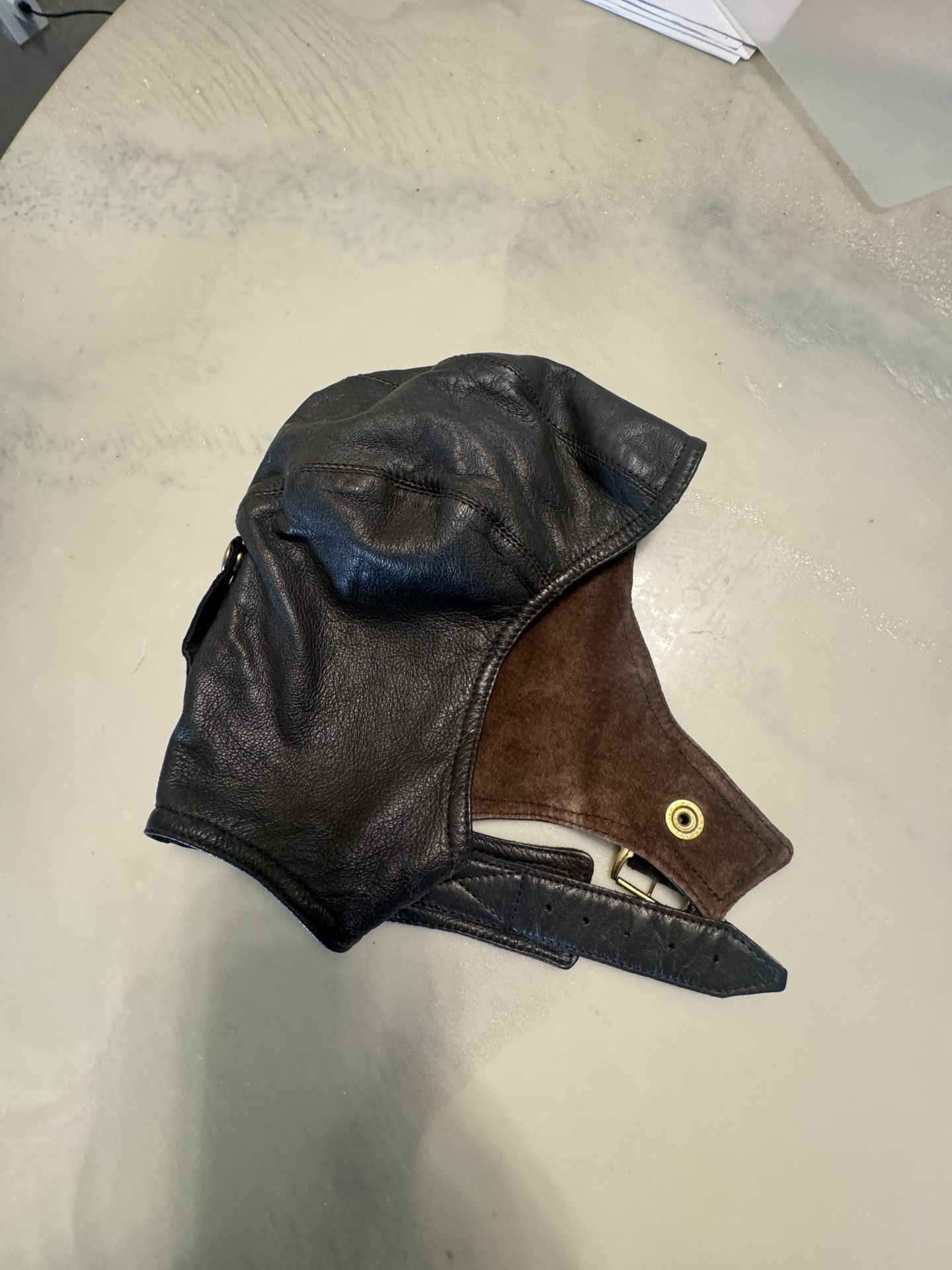 Vintage Split-S Aviation Leather Flight Helmet with Goggles
