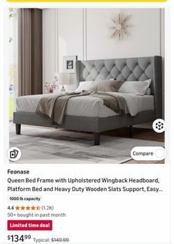 Light grey bed frame / headboard