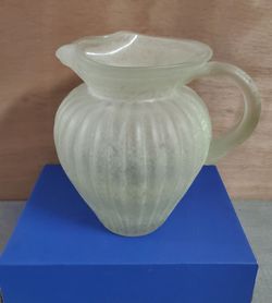 Frosted Glass Ribbed Pitcher