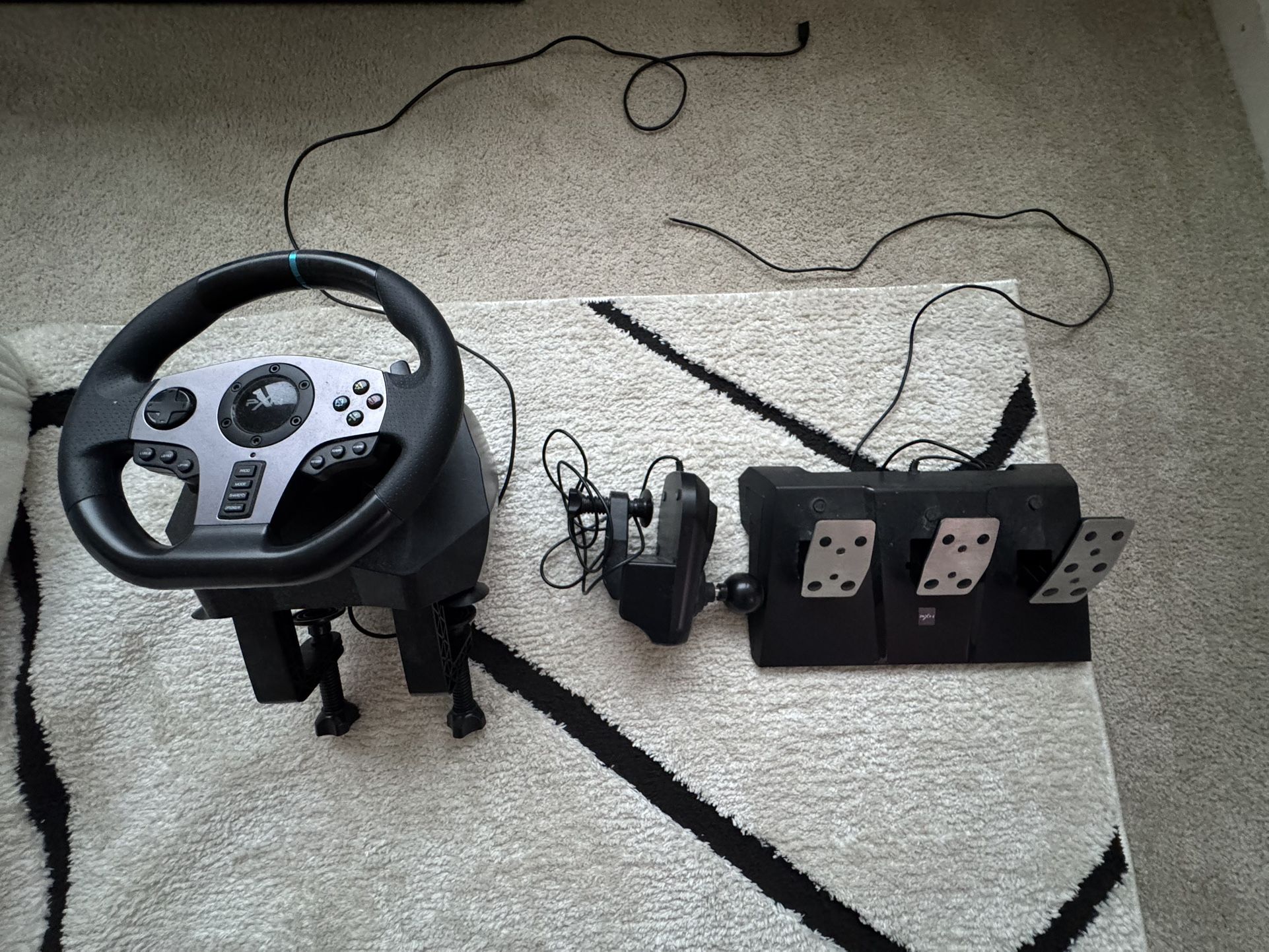 Pxn V9 Gaming Steering Wheel With Pedals And Shifter 270/900° Dual-motor