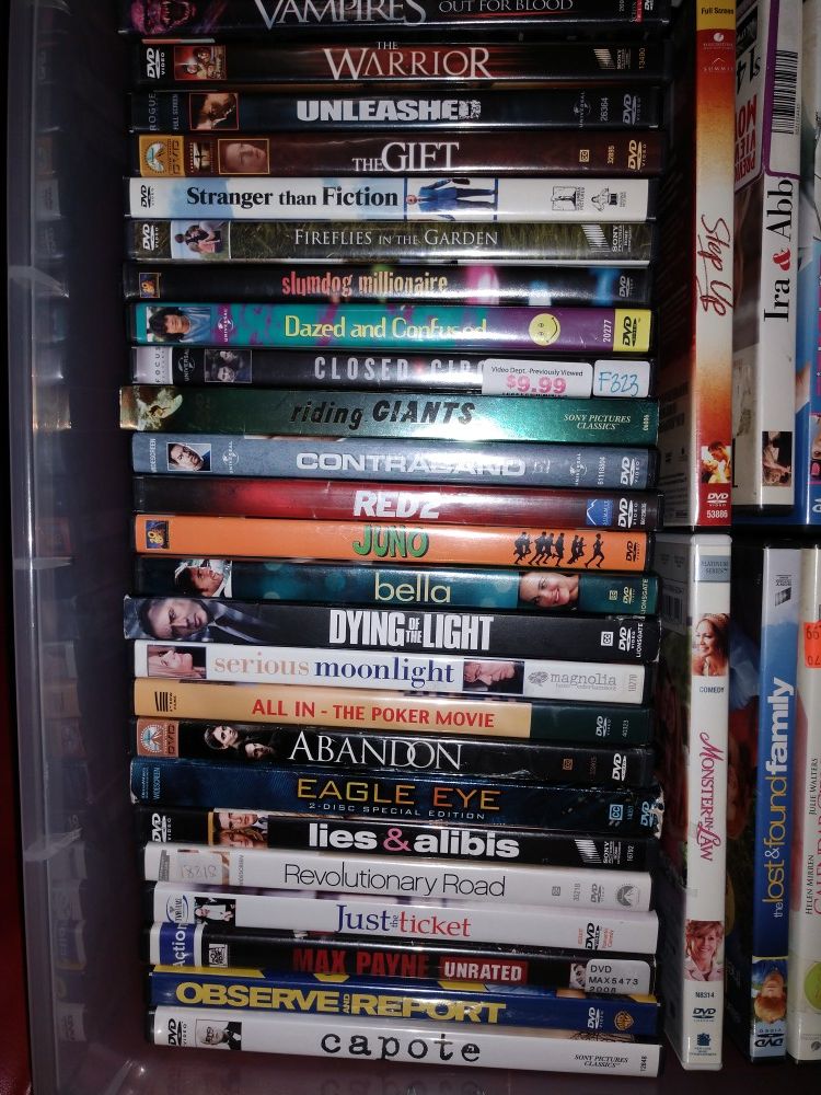 203 DVDs for $195 (less than $1) or $75 for 50 dvds