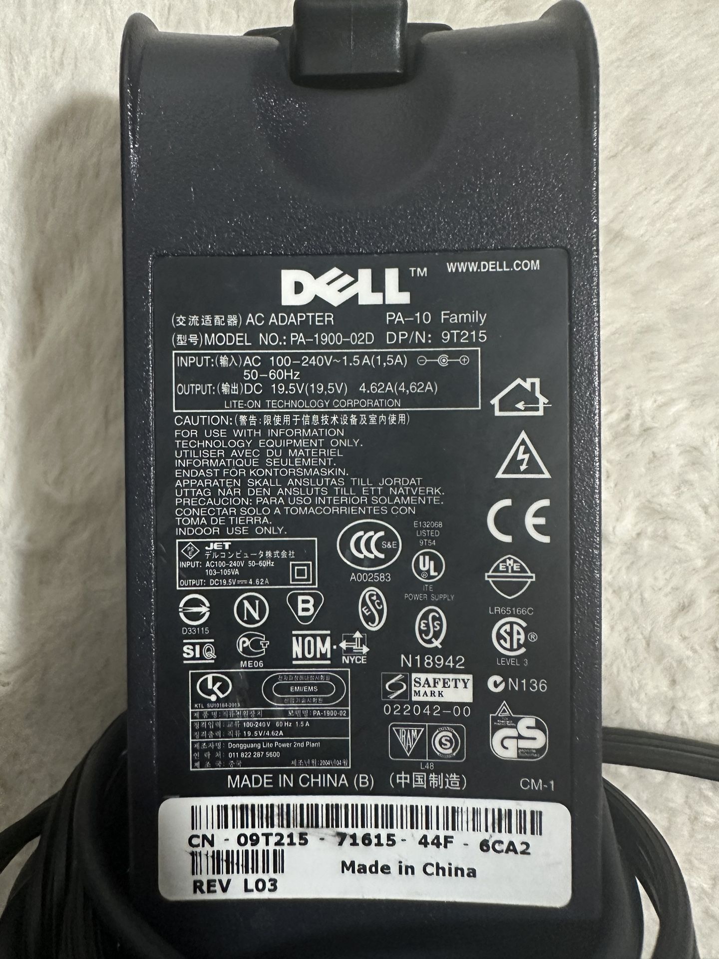 DELL 19.5V 4.62A 90W AC Adapter Laptop Charger