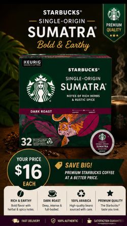 Starbucks Sumatra K-Cups 32 Count – Dark Roast – New