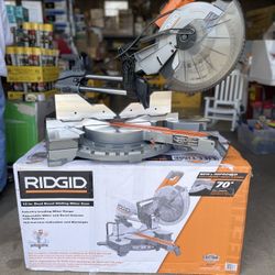 RIDGID 15 Amp Corded 12 in. Dual Bevel Sliding Miter Saw with 70 Deg. Miter Capacity and LED Cut Line Indicator