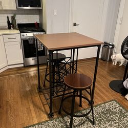 Dining Table With Adjustable Stools