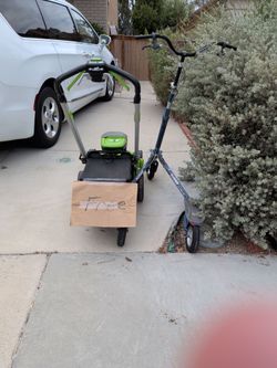 Free lawn mower and stand-up trike