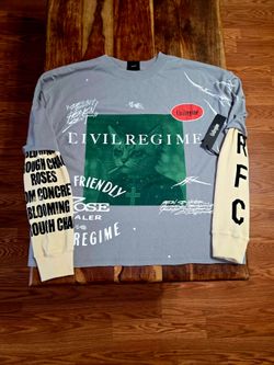 Civil Regime Men’s "Roses From Concrete" Graphic Long-Sleeve Shirt. Size Medium