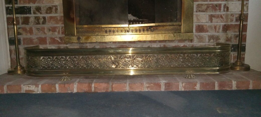 Pierced Brass Vintage Fireplace Fender