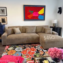 XL Corduroy Sectional Sofa Set 