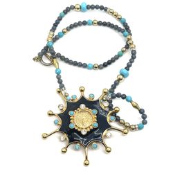 Handmade Turquoise Necklace with AVON Pendant