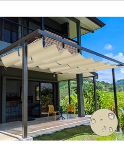 Outdoor Retractable Pergola Replacement Shade Cover for Patio Deck Shade Canopy Awning Polyester Waterproof Fabric Slide on Wire Wave Shade Cover 3’x1