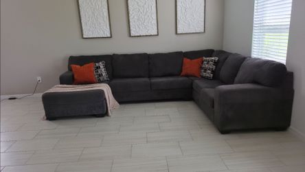 Ashley Dark Gray Fabric Sectional sofa