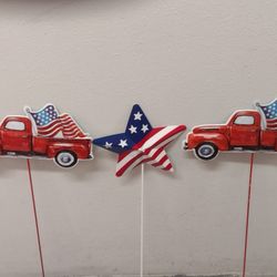 American proud trucks and star flag, made with tin metal