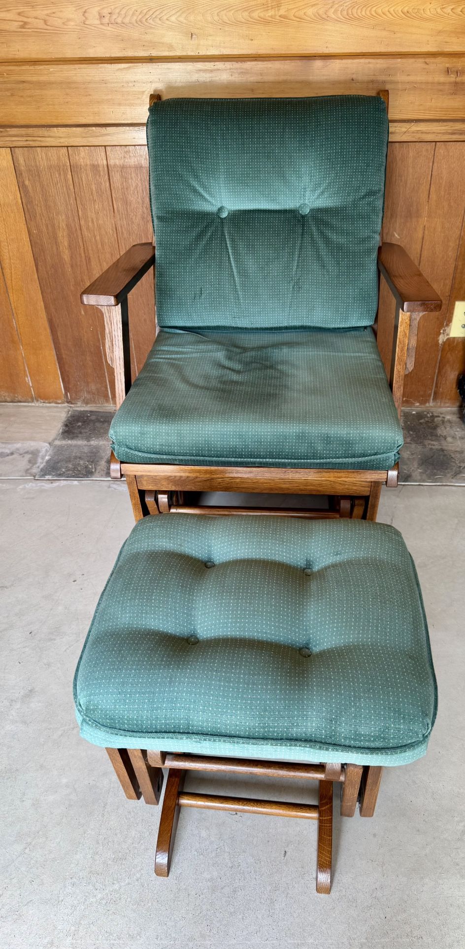 Glider chairs with matching ottomans