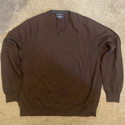 Club Room Estate Merino Sweater V-Neck Mens Large Brown