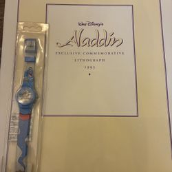 Walt Disney's "Aladdin Exclusive Commemorative Lithograph 1993" and watch