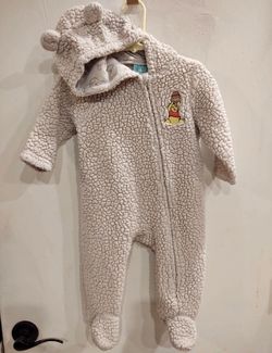 Disney Baby Winnie the Pooh Sherpa Unisex Fleece Bunting Hooded One-Piece