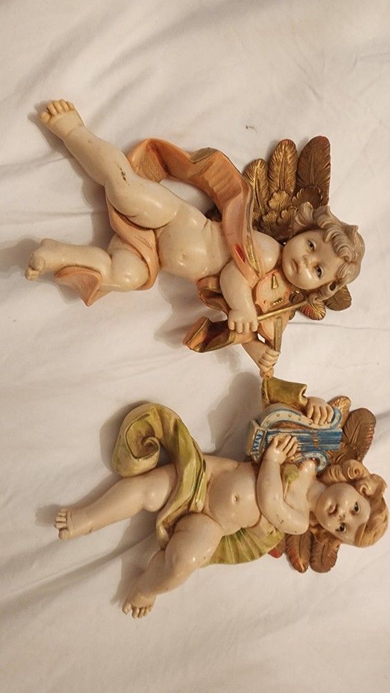 Vintage Set Of Fontinnini Blue Eyed Cheriubs
