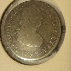 1793 Mexico 1/2 Real Spanish Colonial Silver Coin ~Charles IV-KM#72