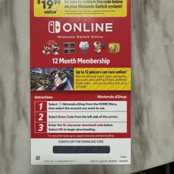 Nintendo switch Individual 1 year membership 