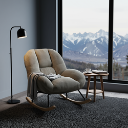 Homy Casa Lithops Corduroy Rocking Chair Modern Fabric Accent Chair in Grey