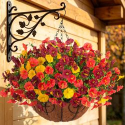 Fall hanging basket with flowers