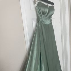Sage Green Satin Formal Dress – Size 2–4