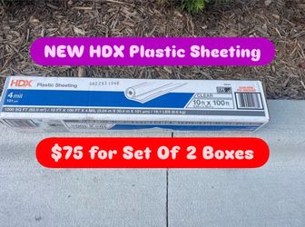Brand New 10ft x 100ft Clear 4 Mil Plastic Sheeting (Set Of 2 Boxes)