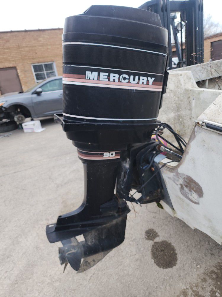 Mercury 90 HP Outboard With Boat