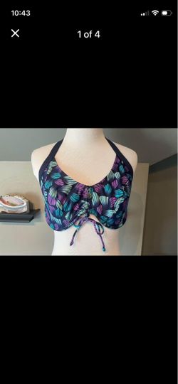 Teal and purple bikini top- 34DD